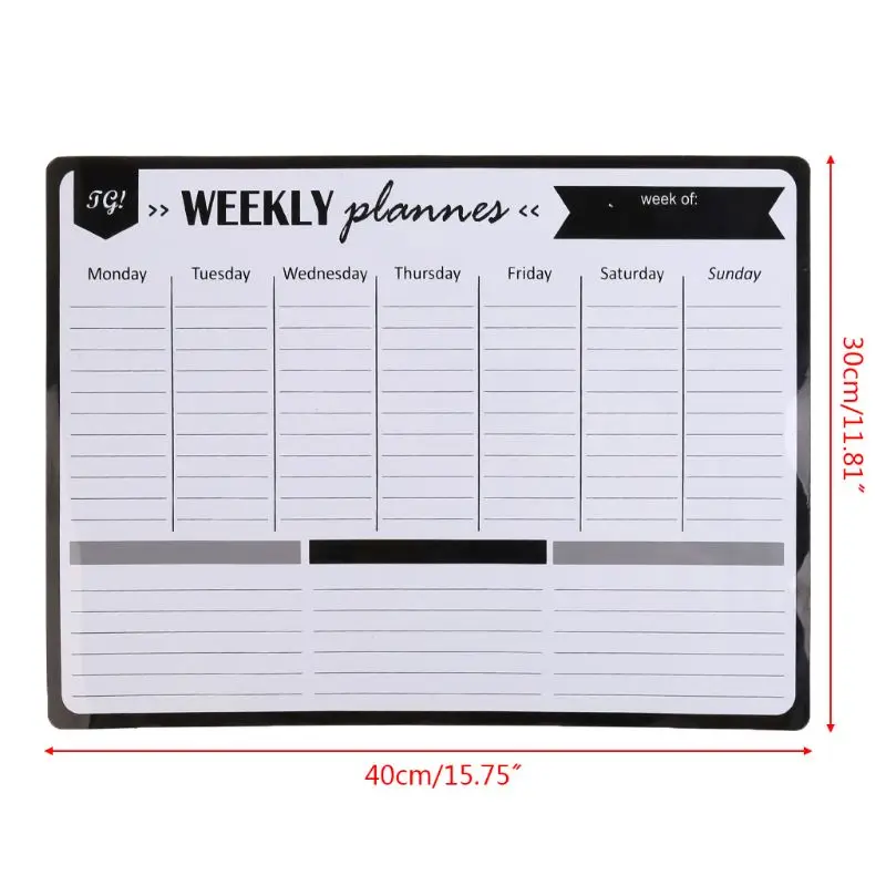 Weekly Planner Soft Whiteboard Fridge Magnets Message Remind Memo Pad M5TB