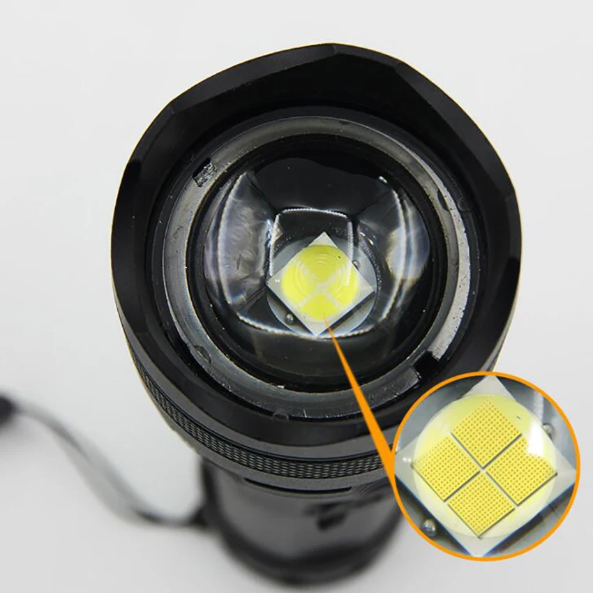 USB充電式P50LEDポケット懐中電灯,超高輝度屋外トーチ,充電インジケーター,ズーム可能,5つの照明モード