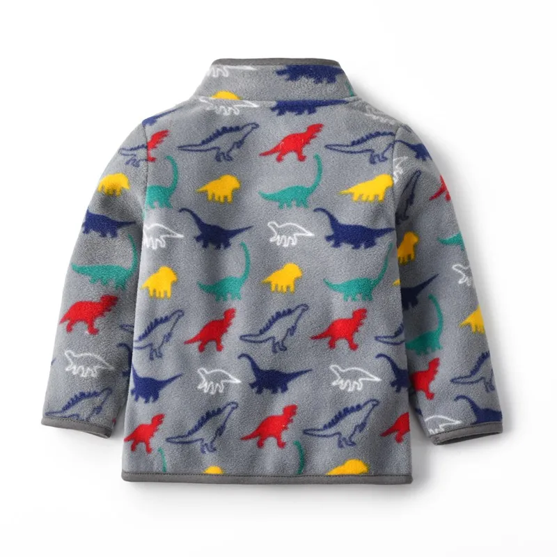 CROAL CHERIE Autumn Fleece Kids Jackets for Boys Dinosaur Warm Kids Boy Outerwear Windbreaker Winter Baby Boy Clothing image 3