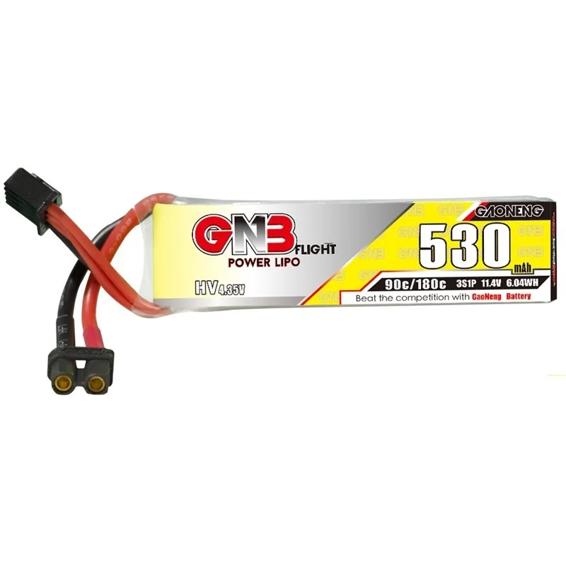 Gaoneng GNB 3S HV 11.4V LiPo 배터리, 530mAh 90C 180C XT30U-F 플러그, RC 헬리콥터 쿼드콥터 FPV 레이싱 드론 부품, 1-10 개