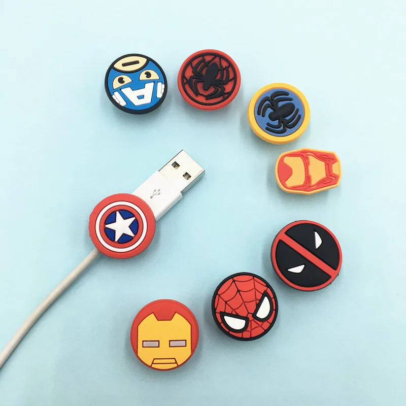 MINISO MARVEL USB Cable Earphone Protector Management Data Line Organizer Clip Protetor De Cabo Cable Winder For IPhone Android