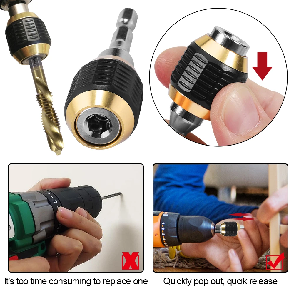 60/150/300mm Hex Handle Quick Change Joint Electric Hand Drill 1/4 Hexagon Electric Drill Big Head Selflocking Connecting Rod