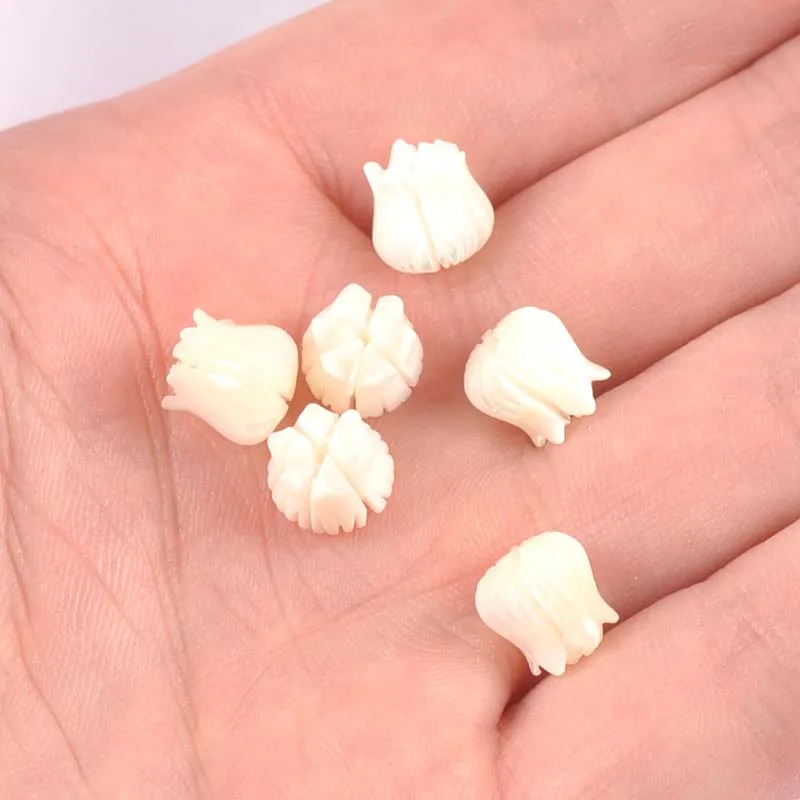 Flower Pattern Natural Mother Of Pearl Shells Pendant Beads For Jewelry Making Earring Accessories Diy Craft 5Pcs 9-7mm tr0389