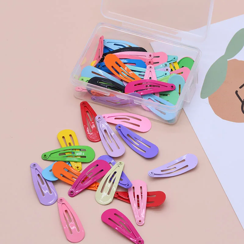 50 pcs/lot Cute Colorful Simple Waterdrop Shape DIY Hair Accessories Headwear Kids Girls Lovely 3cm BB Hair Clips Hairpins