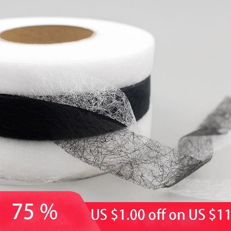 Double Faced Adhesive Fabric Tape White Black Patchwork Interlinings Iron On Melt Omentum DIY Clothing Sewing Accessories