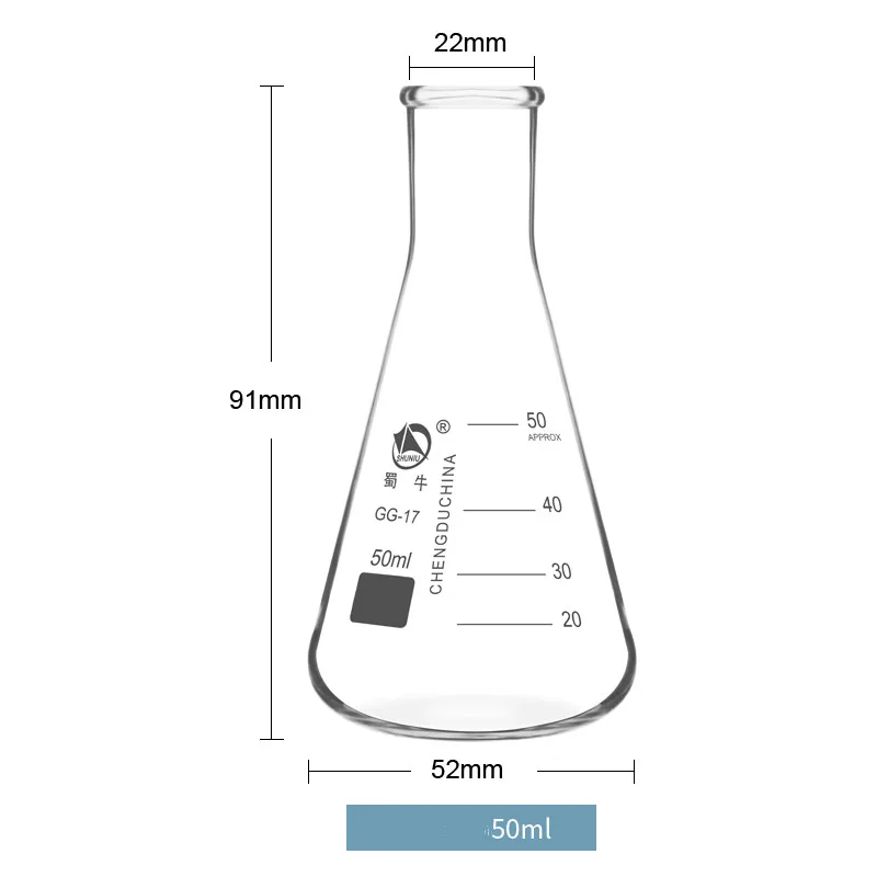2pcs/Laboratory Equipment Graduated Glassware Triangular Flask Conical Flask Beaker 50 - 1000ml