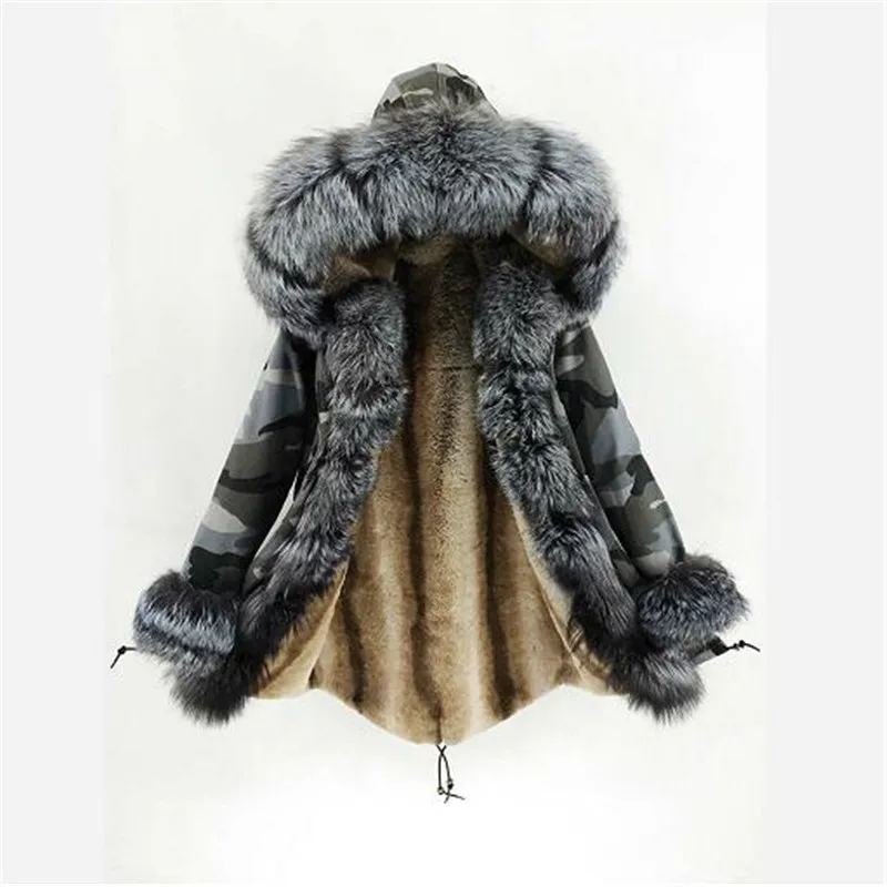 

2022 New Fashion Winter Jacket Women Natural Fox Fur Collar Luxury Outerwear Real Fur Coat Luxurious fur parka