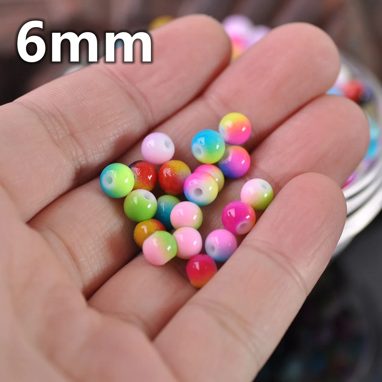 Round 6mm 8mm 10mm 12mm Bicolor Coated Opaque Glass Loose Crafts Beads lot for Jewelry Making DIY Findings