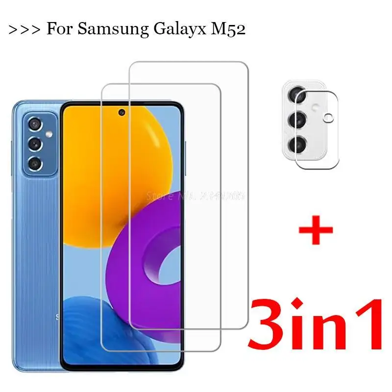 3in1 Pelicula Camera Lens Glass For Samsung Galaxy M52 Case for Samsung M 52 5 G Glass for Samsung A03 s Core A02 A04 A12 Vidrio