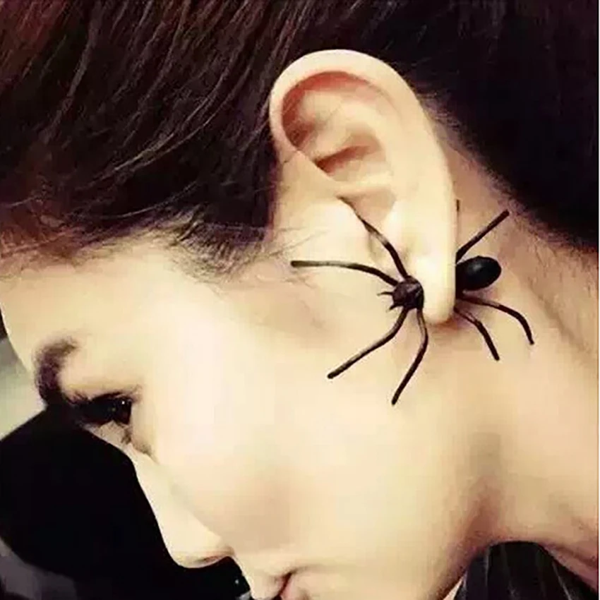 1PC Halloween Fashion Spider Earrings Black Spider, Fawn, Dolphin, Hatchet Stud Earrings Haloween Party DIY Decoration