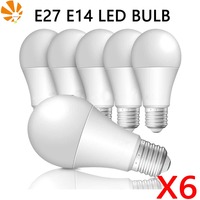 6pcs/lot E27 E14 LED Bulb 220V 3W 6W 9W 12W 15W 18W 20W Bombillas Lampada Ampoule Lamps Saving Light Bulbs Cold/Warm White Lamp