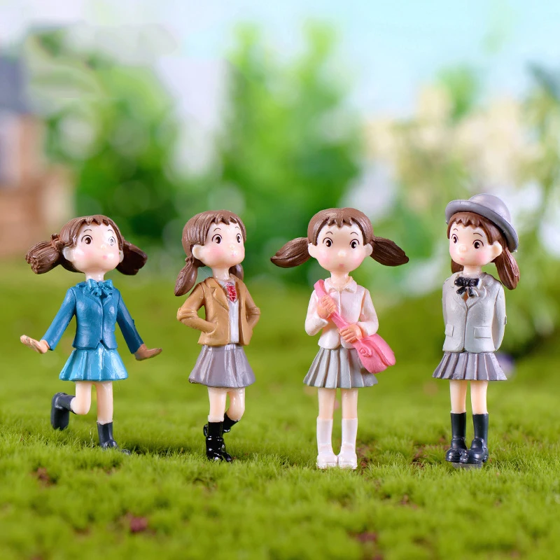 4PCS Campus Xiaomei Moss Micro Landscape Plant Potted Creative Decoration Cake Decoration Miniature Figurines