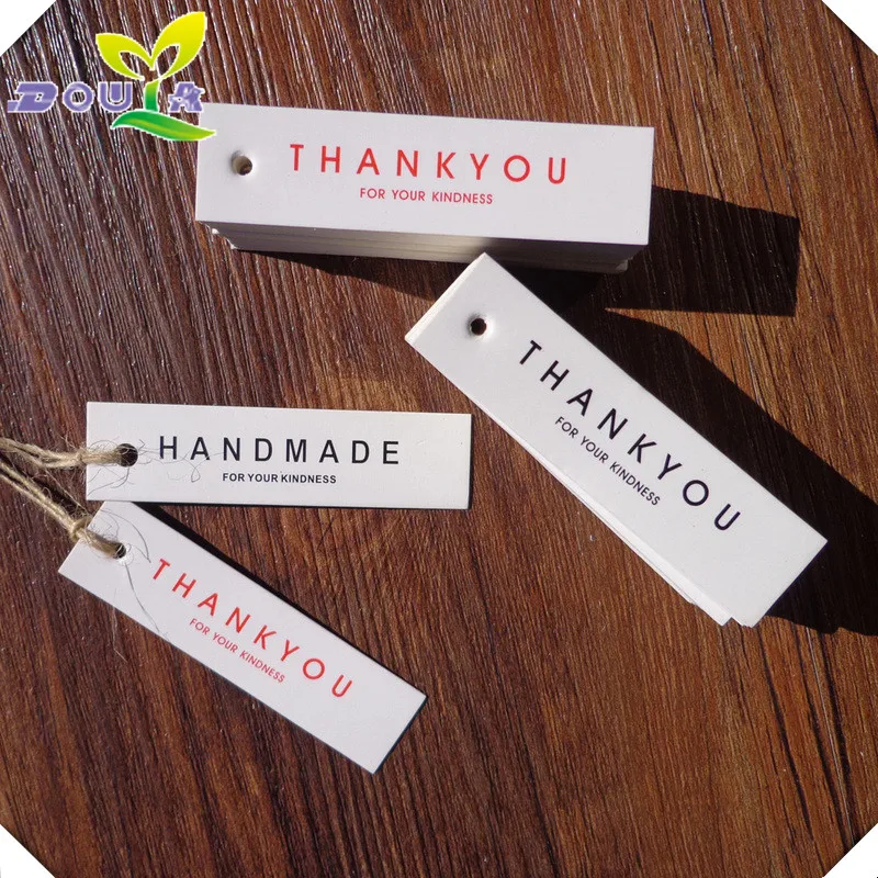 1.8X7.0Cm 100Pcs Thank You Small Paper Hang Tags For Cake Hand Made Decoration Tag For Cooking Box For Gift Handmade Labels