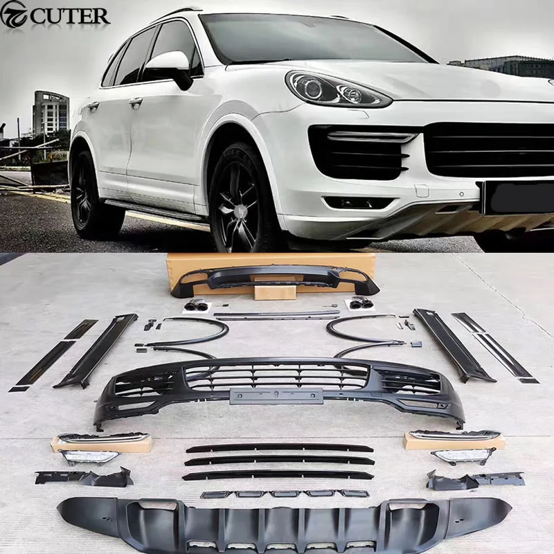 958.2 PP GTS Style Front Bumper Rear Bumper Side Skirts Wheel Eyebrows Exhaust Pipes for Porsche Cayenne 958 15-17