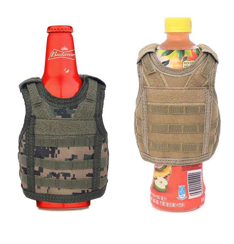 Tactical Beer Bottle Beer Vest Cover Outdoor Mini Miniature Molle Vest Personal Bottle Drink Set Adjustable Shoulder Straps