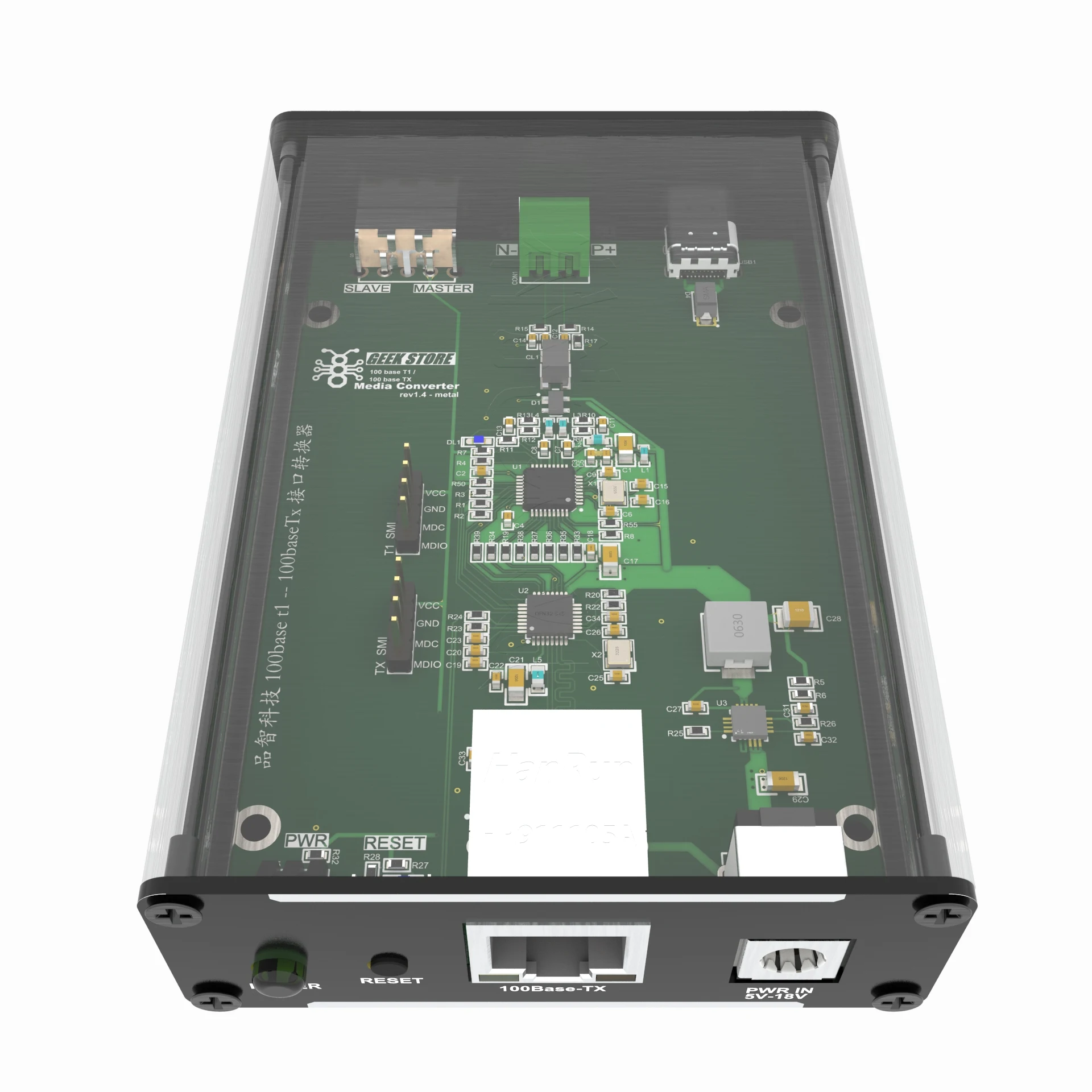 In-vehicle dual-wire Ethernet 100base-t1 to RJ45 standard  interface converter