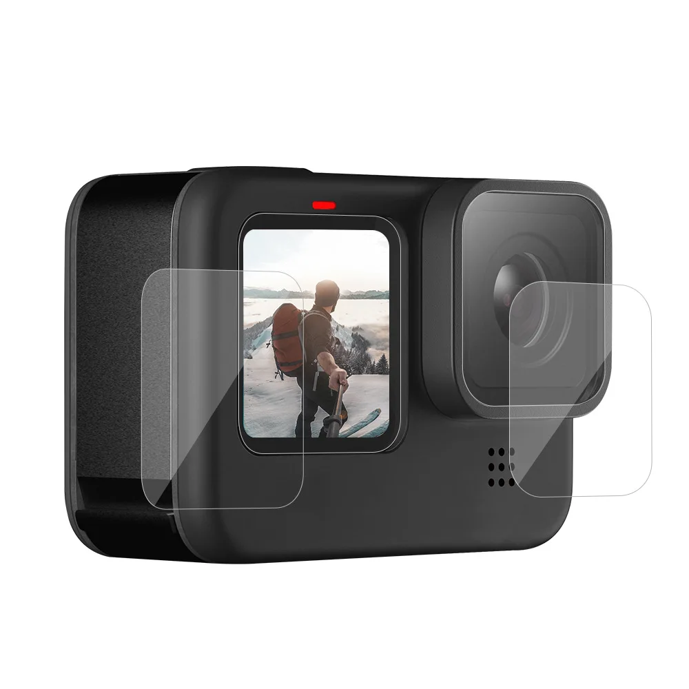 Silicone Case for GoPro Hero12 11 10 Black Tempered Glass Screen Protector Protective Film Lens Cap Cover for GoPro9 Accessories