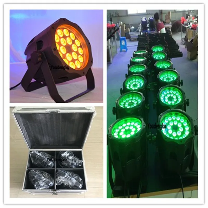 

4pcs with flightcase Waterproof par led 18x18W rgbwa uv 6in1 LED PAR DMX IP65 Outdoor DJ Stage Show Light