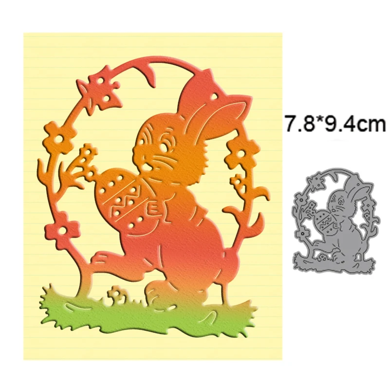 Bunny holding eggs Easter 2022 Metal cutting dies scrapbooking template DIY photo album card decoration embossing cut die