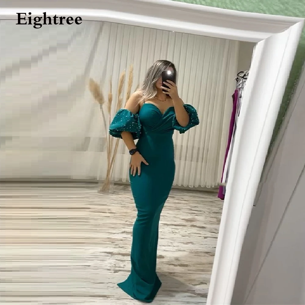 

Eightree Elegant Green Long Meramid Party Dress Sweetheart Short Sleeves Spaghetti Prom Dresses Evening Gowns Vestidos de festa