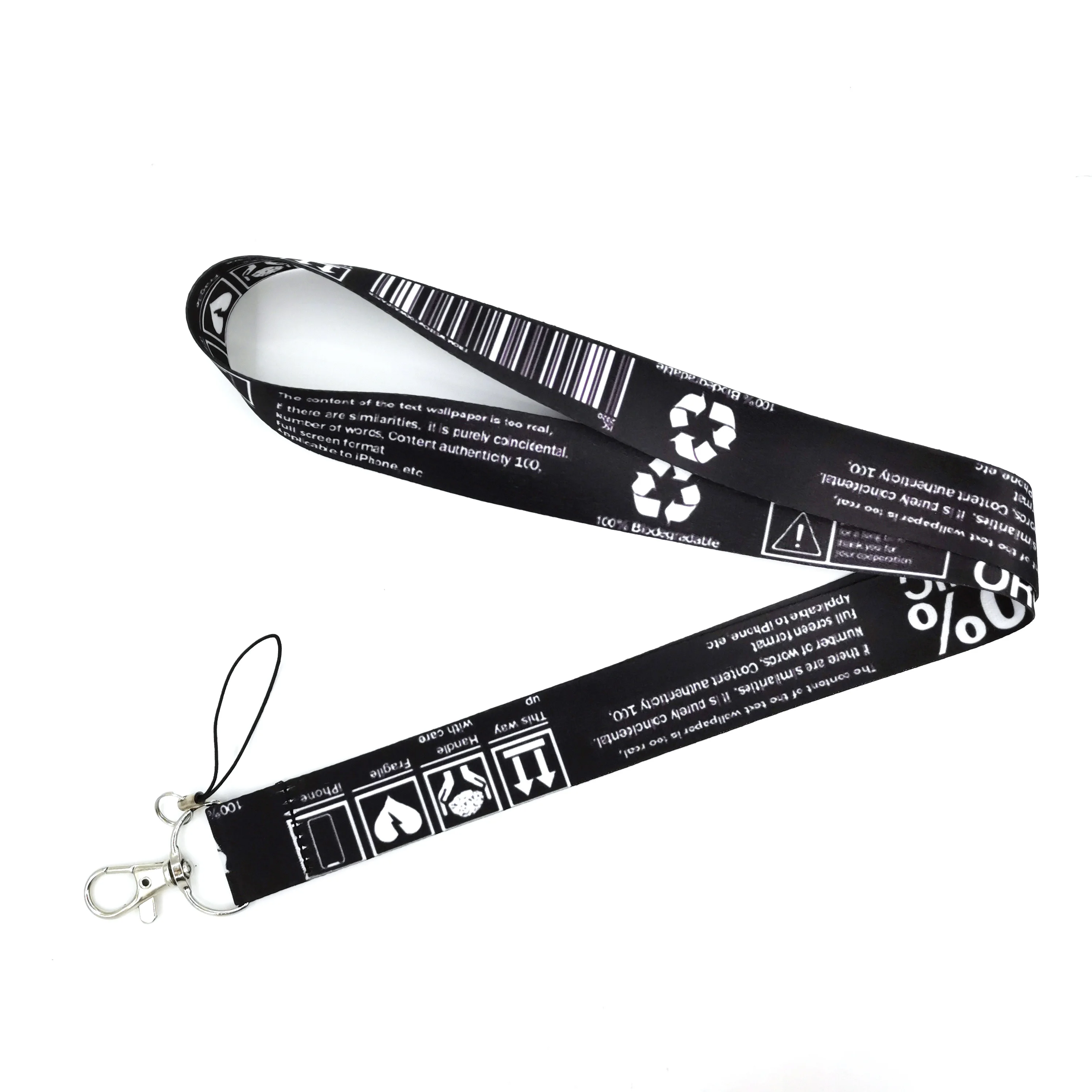 Warning Sign Printed Keychain Neck Straps Cool Lanyard For Keys ID Badge Holder Keycord Mobile Phone Rope Accessories Webbing