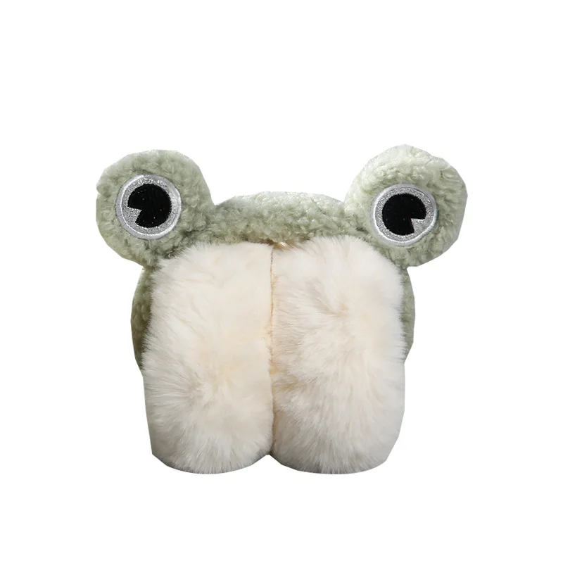 Paraorecchie invernali rana bambini piegato cartone animato carino peluche paraorecchie in pelliccia paraorecchie per bambini caldo divertente auricolare per regalo di natale per bambini