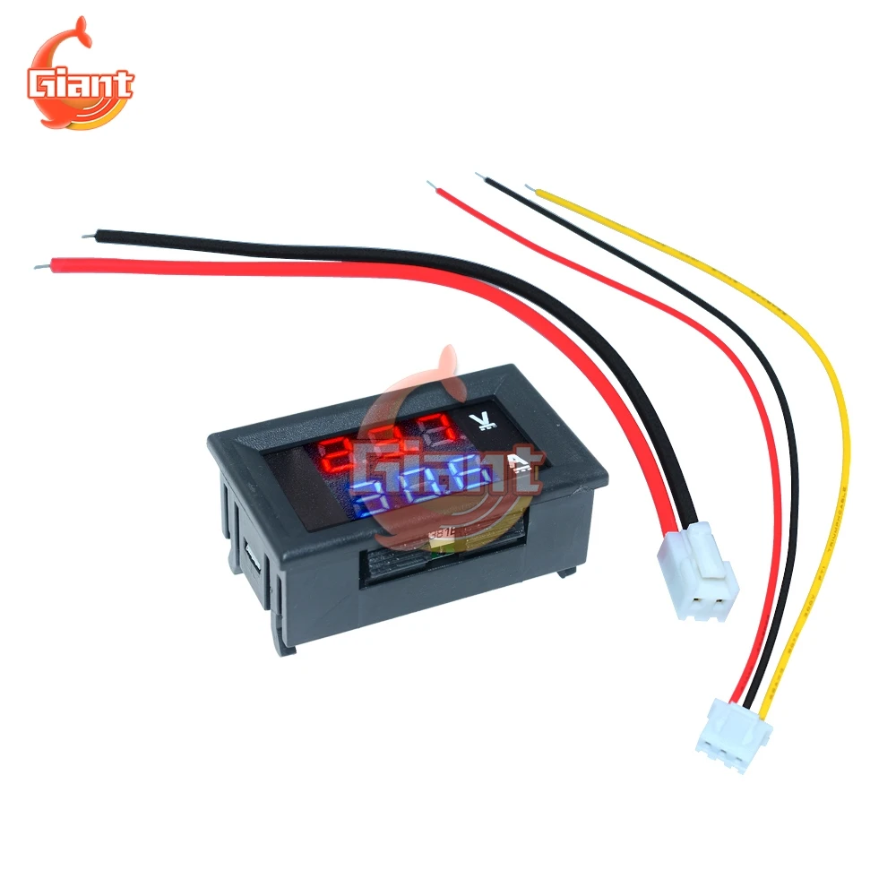 DC 0-100V 10A Mini Voltmeter Ammeter Blue Red LED Dual Digital Display Amp Volt Voltage Current Meter Gauge Tester Panel for Car