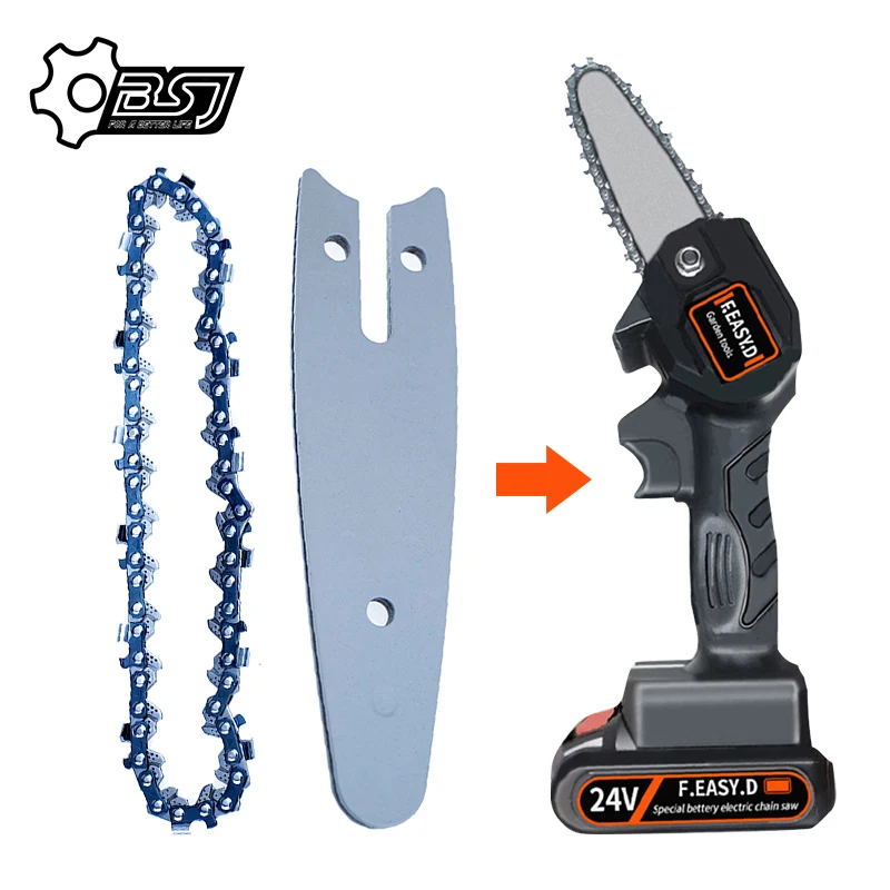 4-Inch Kettingzaag Blade En Gids Voor 24V Lithium Batterij Draagbare Elektrische Snoeizaag Oplaadbare Elektrische Zagen Houtbewerking