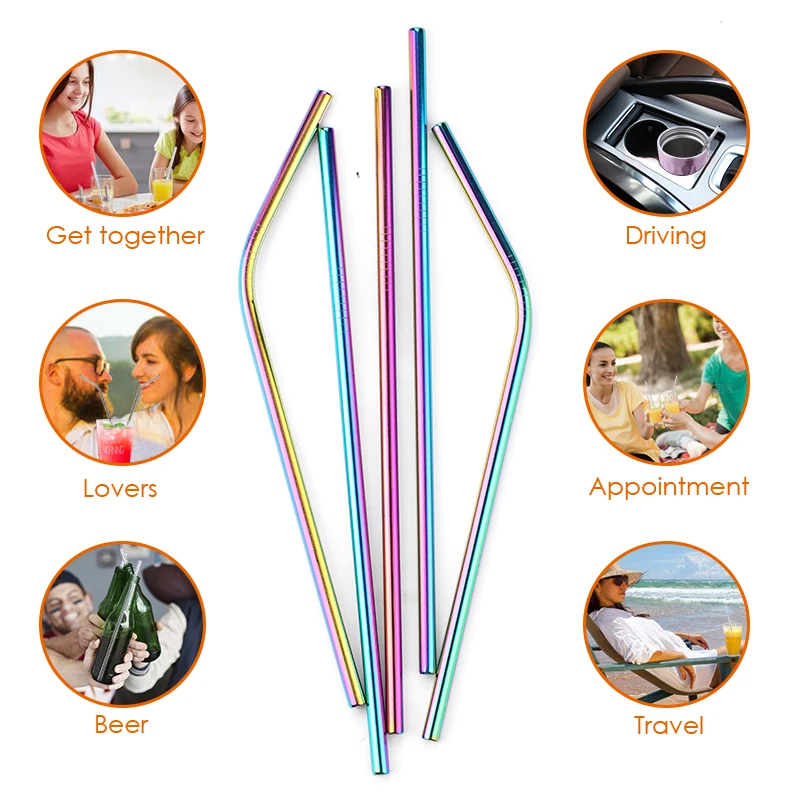 FAIS DU 100PCS Reusable 304 Stainless Steel Drinking Straws Metal Straws Eco-friendly Party Cocktail Bar Accessories Drinkware