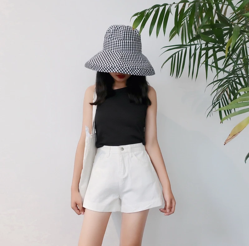 Women\'s Denim Shorts High Waist Summer Shorts Korean Ladies Girls Basic Black White Beige Shorts Jeans