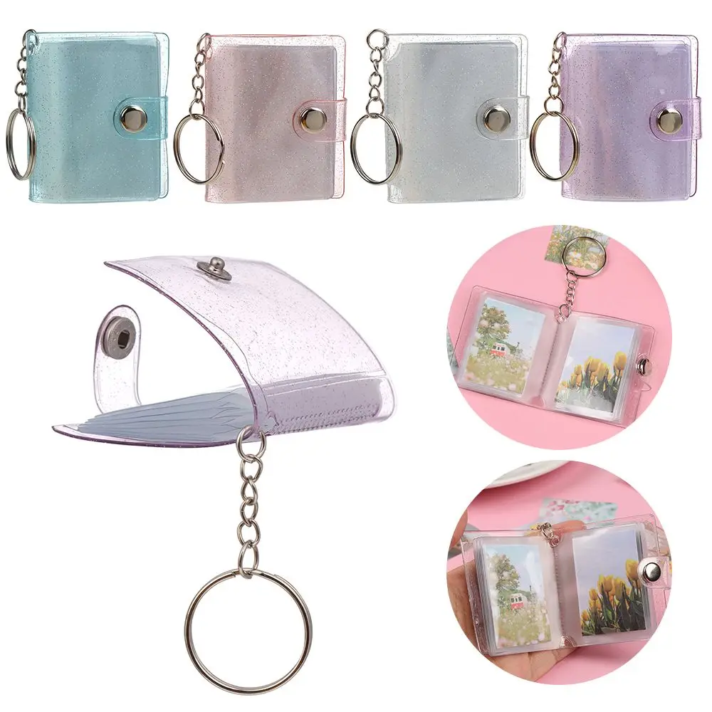 1PC PVC Key Chain Jewelry Portable Mini Photo Albums 2 Inch Photos Holder For Photos Cards