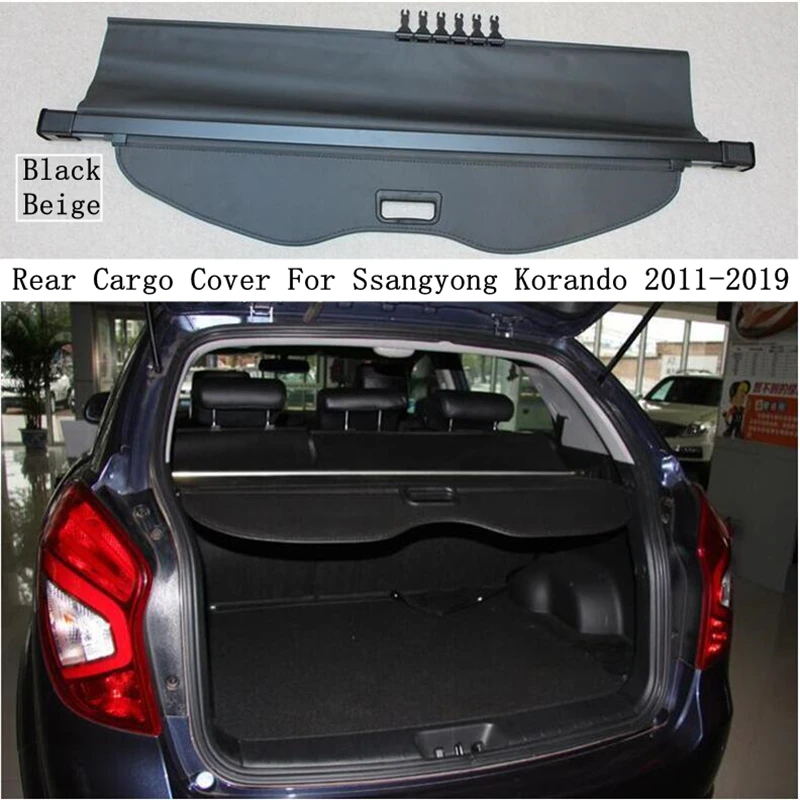 

Rear Cargo Cover For Ssangyong Korando 2011-2019 Privacy Trunk Screen Security Shield Shade Black Beige Auto Accessories