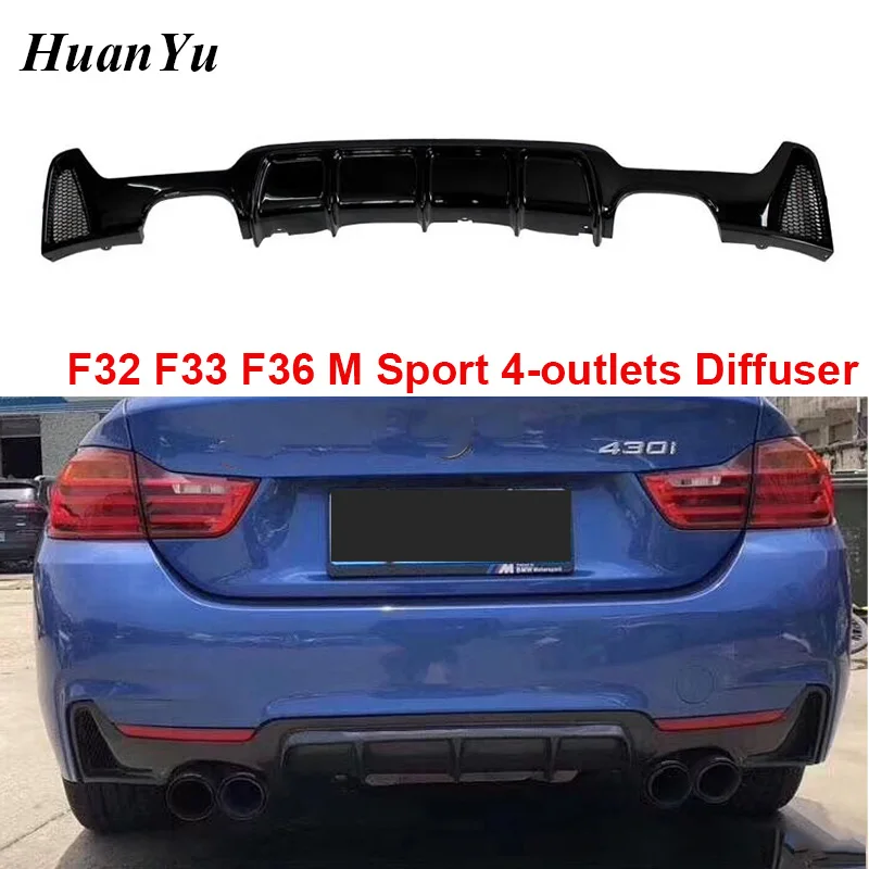 

4 Outlets Rear Bumper Diffuser for BMW 4 Series F32 Coupe F33 Convertible F36 Sedan Lip Spoiler M Package 2014+ 418i 420i 430i