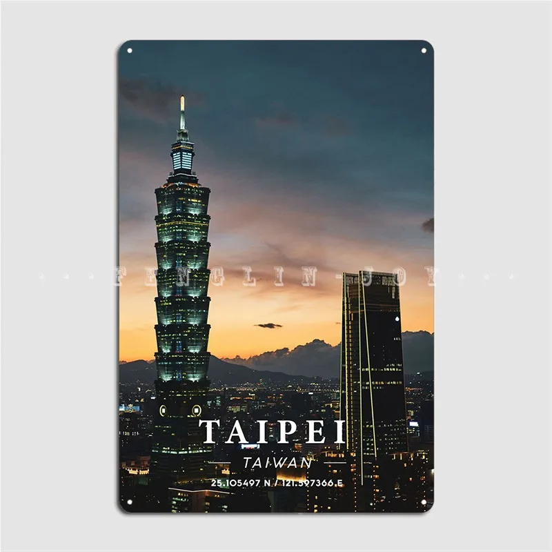 Taipei Coordinate Art Poster Metal Plaque Wall Pub Wall Funny Mural Painting Tin Sign Posters