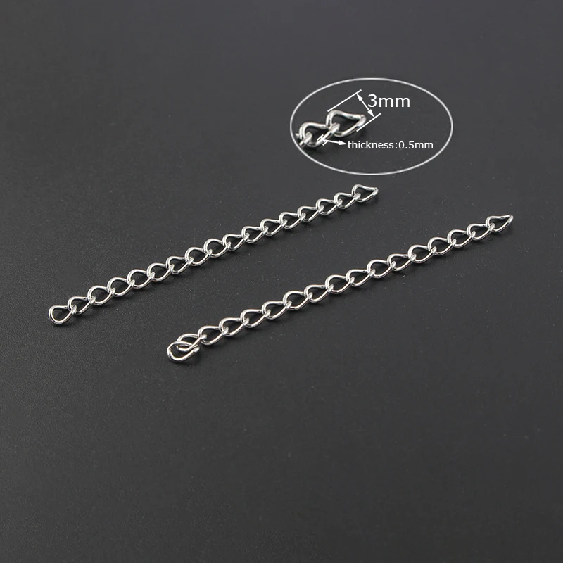 100pcs Stainless Steel 45mm Length Link Chain Jewelry Accessories Fashion Bracelet Necklace Extend Chain Jewelry Findings Making