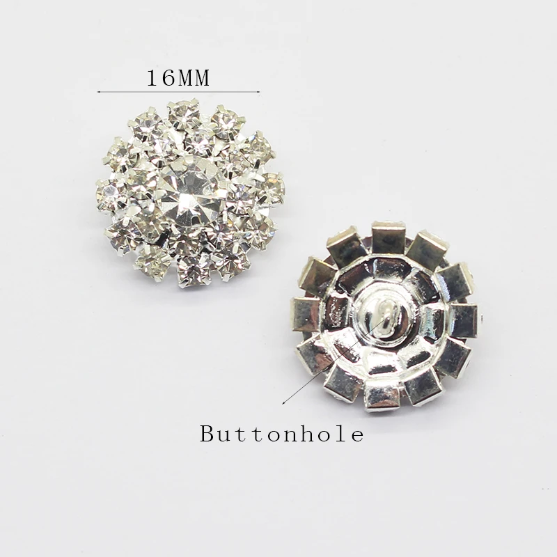 10Pcs/Set 16MM Round Rhinestone Buttons, Decorative Ornaments At The Floral Center Hand-Work DIY Craft Decoration Accessories