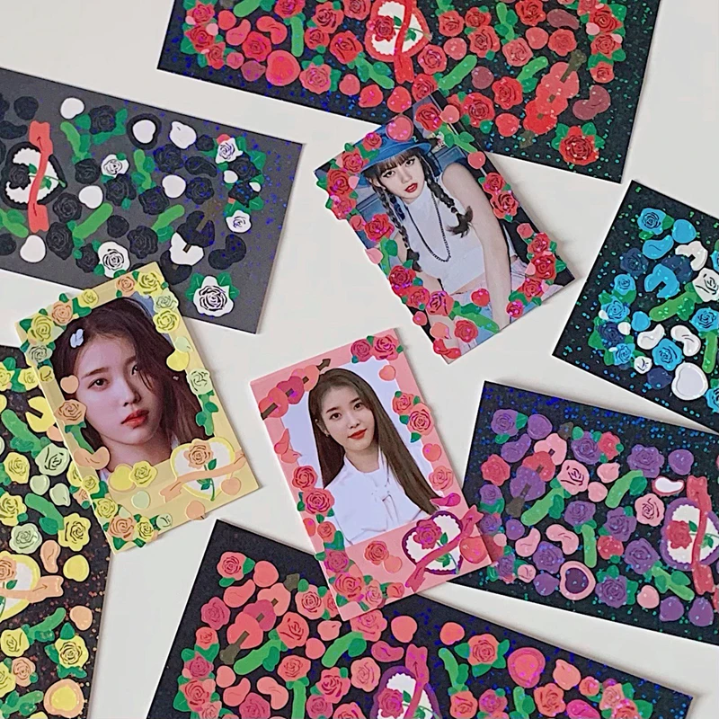 

1Pc Ins Flower Rose Laser Stickers Beautiful Waterproof Shiny Decorative Mobile Phone Stationery Card Material DIY Sticker
