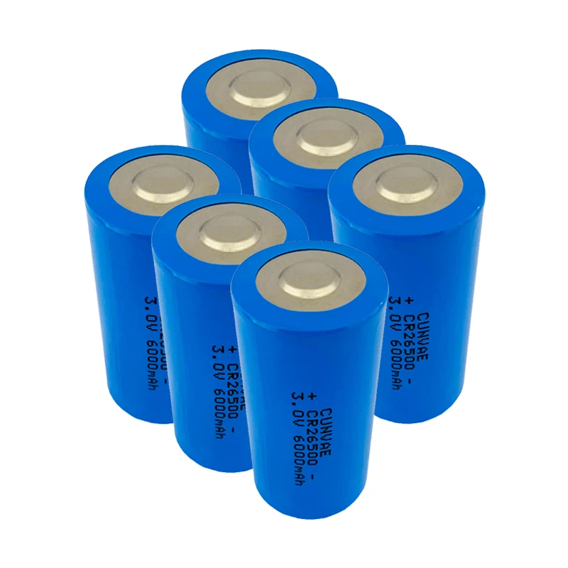 6PCS 3.0V CR 26500 CR26500 6000mah C Size  Li-MnO2 Battery Shelf Life 10years Superior To LR14 R14P 1.5V C Batteries