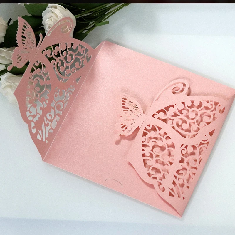 Exquisite Butterfly invitation cards Wedding Mariage Business Mother Day Thank you Cards Word of Honor Invite Party Supplies