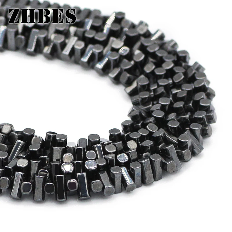 ZHBES 6x3mm cuboid Natural Stone Rectangle Black Hematite Spacer Loose Beads For DIY Jewelry Making bracelet Accessories