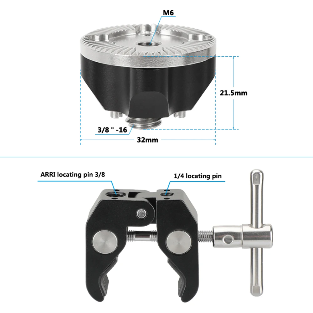 CAMVATE Super Crab Clamp กับ ARRI Rosette Mount M6หญิงด้ายและ1/4 "-20สำหรับ ARRI rosette ติดตั้งอุปกรณ์เสริม