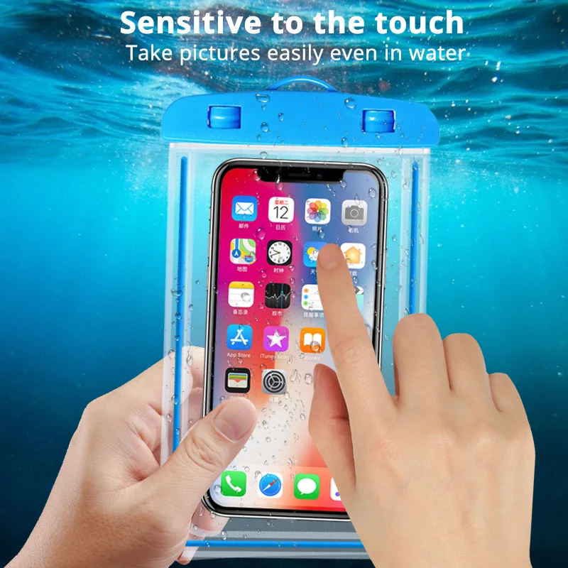 Portable Waterproof Phone Case Pouch Underwater Dry Bag With Neck Strap Luminous Swimming Bag For Water Games Beach Sport Skiing