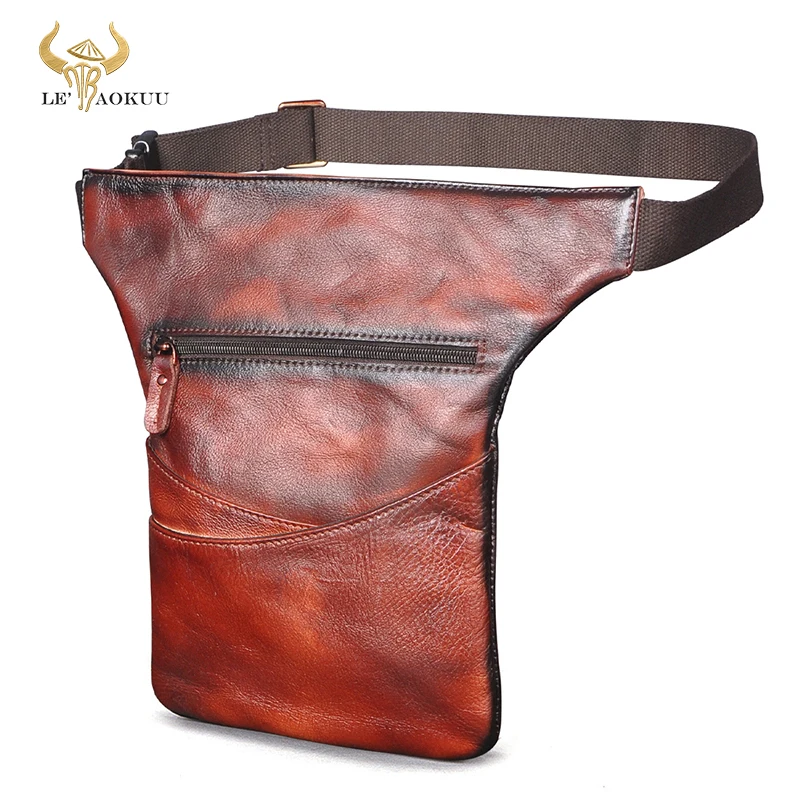 2021 Natural Leather Men's Male Travel Fanny Waist Belt Bag Pack Satchel Sling Bag Design Phone Cigarette Case Pouch Male 3116