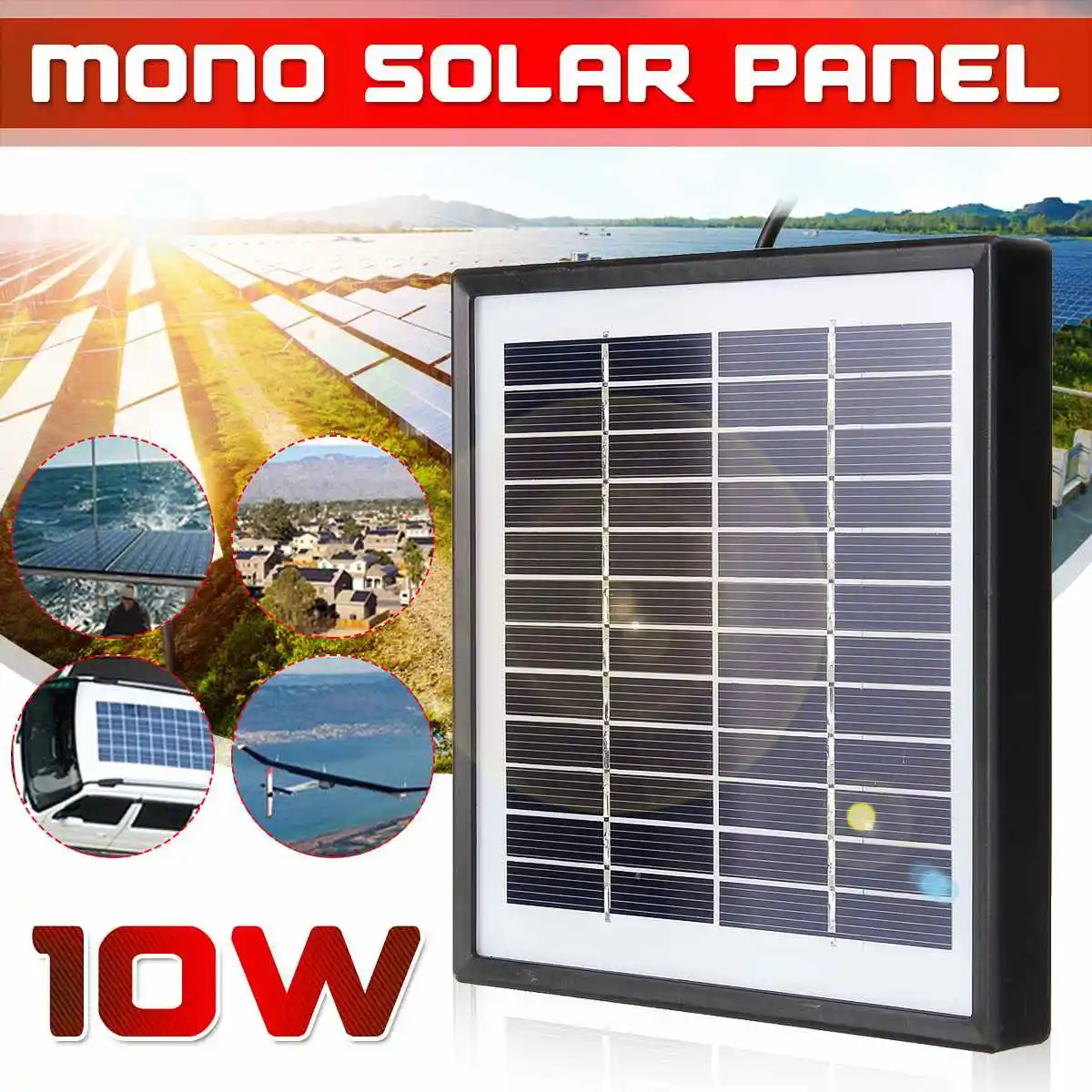 10W 12V Portable Solar Panel Battery Charger Generator USB Output Solar Cells Charge Regulator Polysilicon Solar Panel System