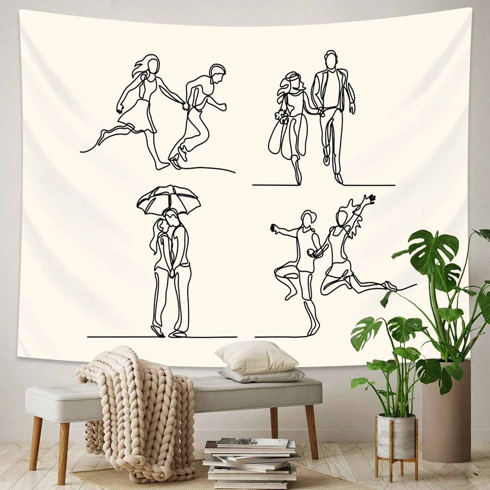 Abstract psychedelic scene line men and women home art decoration Mandala tapestry Hippie Bohemia decorative sheet yoga mat