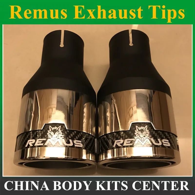 1 Piece Universal 63mm Inlet 101mm Outlet 304 Stainless Steel Remus Car Exhaust Muffler Tip Modified  Pipes