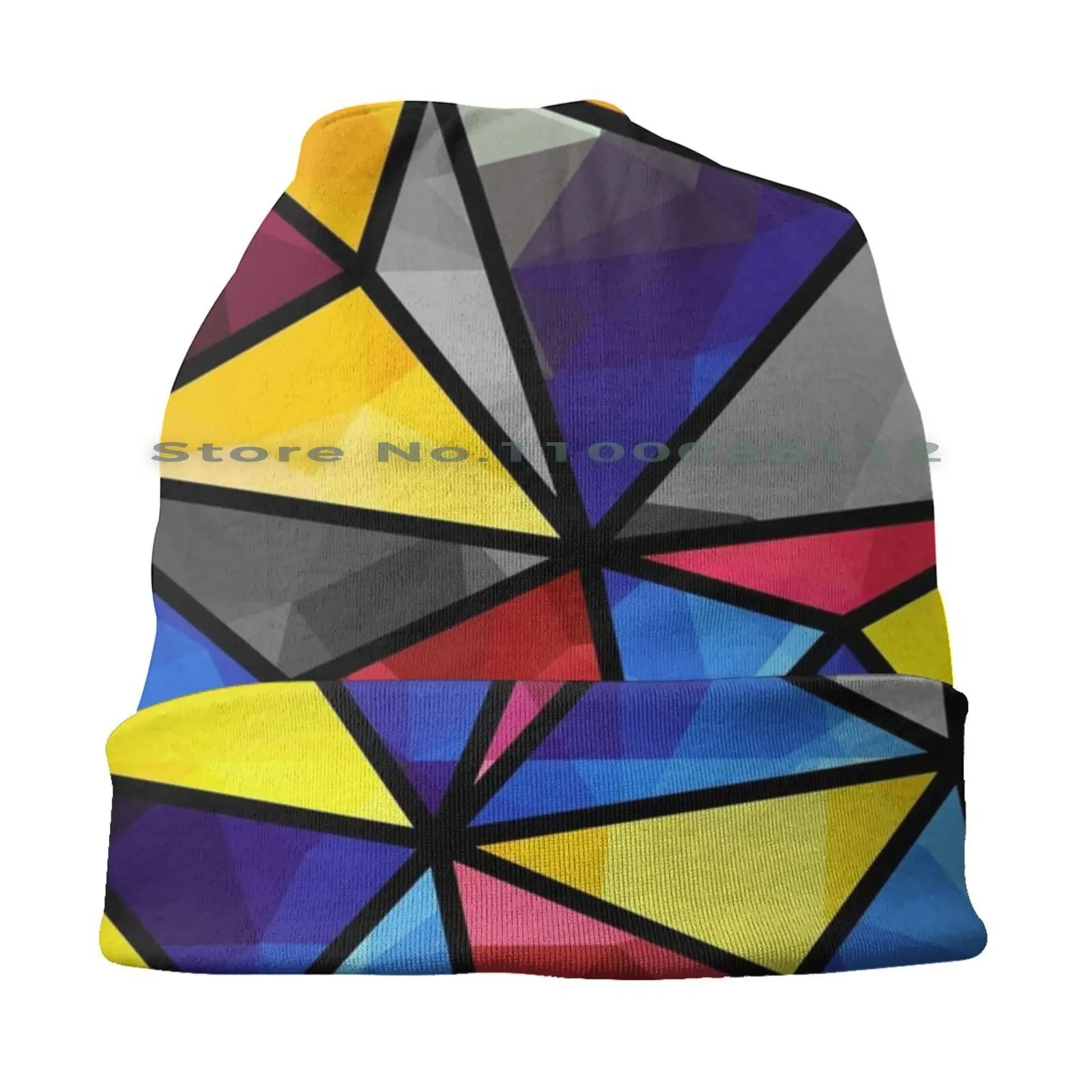 Mondrian Style Beanies Knit Hat Grunge Texture Vintage Ornament Geometric Pattern Mondrian Retro Painting Vintage Pattern Retro