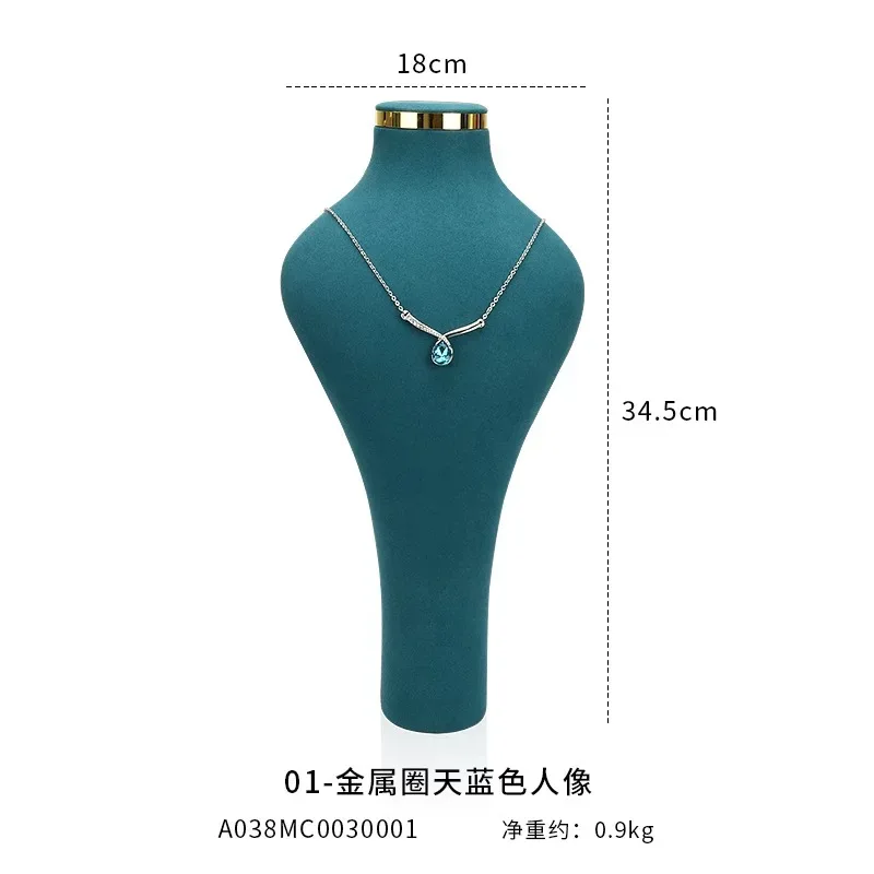 2022 New Design Necklace Display Stand Holder Hanger Jewelry Display Bust Model Rack Velvet Pendant Show Shelf For Mall