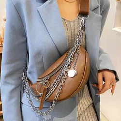 Luxury Chain Waist Belt Bag For Women Leather Crossbody Chest pack Waist Bags New Fashion Phone Pack And Purse Ladies Fanny pack