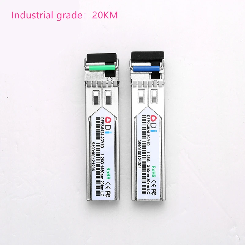 Moduł światłowodowy LC SFP klasy przemysłowej-40 ~ + 80 celsjusza 1.25G20/40/60/80/100KM 1310/1490/1550nm kompatybilny moduł optyczny